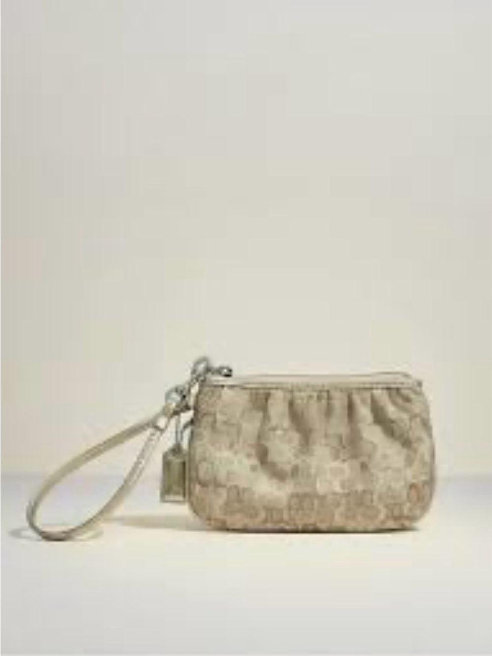 Coach|Signature|Pleated|Gold Lurex|Wristlet Clutch